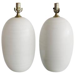 Pair of Egg Shape Ceramic Table Lamps