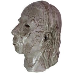 Pottery Glazed Ceramic Indian Head Sculpture Mask 10