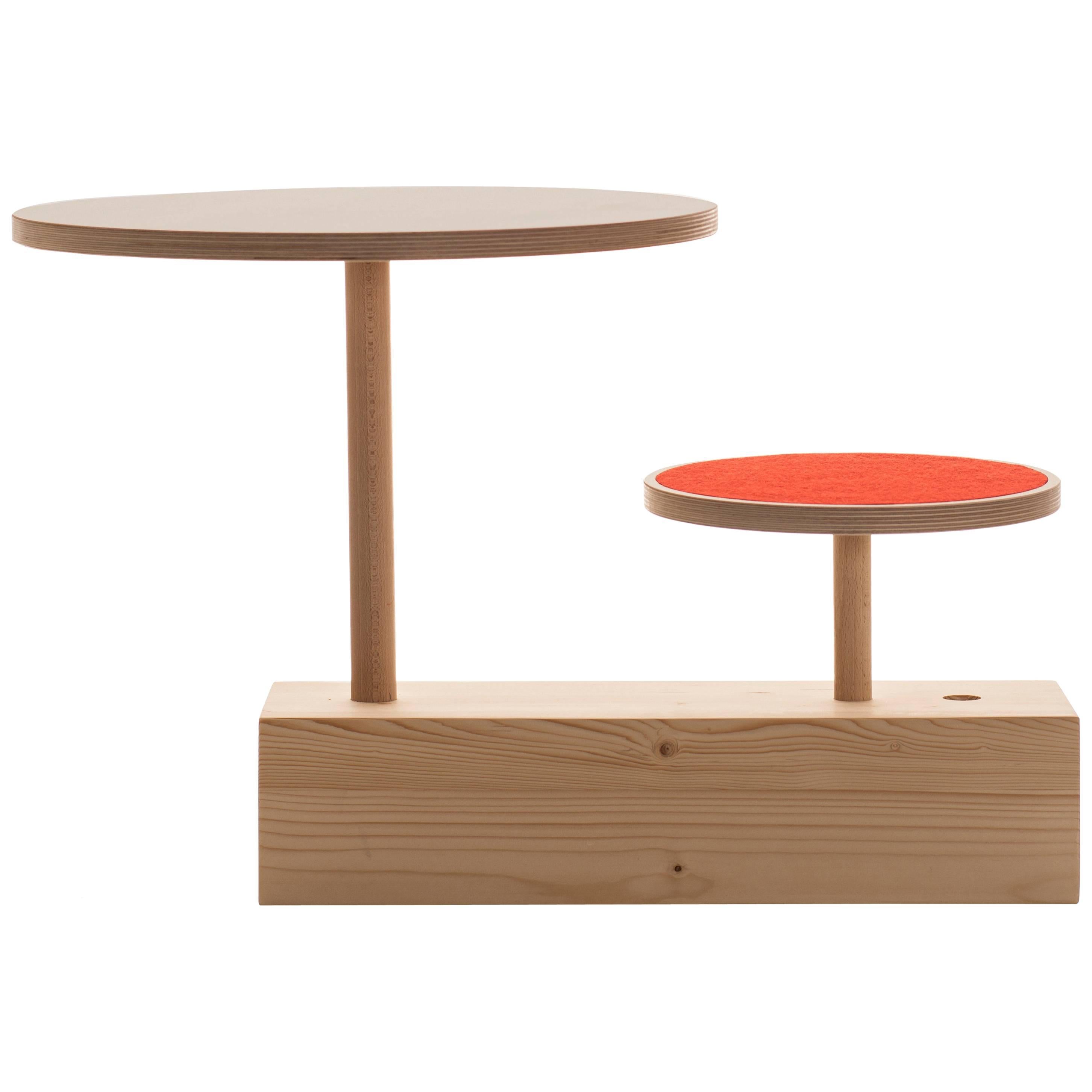 Claus Zu Tisch, Table with Stool, Designed by Sirch and Bitzer in Spruce For Sale