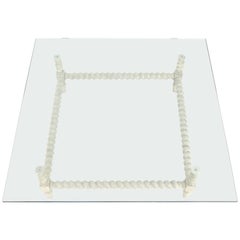 Large Oversize Square Glass Top Coffee Table Twisted Rope Base