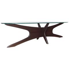 Adrian Pearsall Mid-Century Modern Star Base Oval Glass Top Coffee Table Jacks