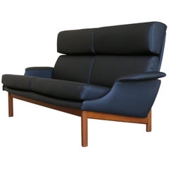 Leather " Adam " Settee by Ib Kofod-Larsen for Mogens Kold