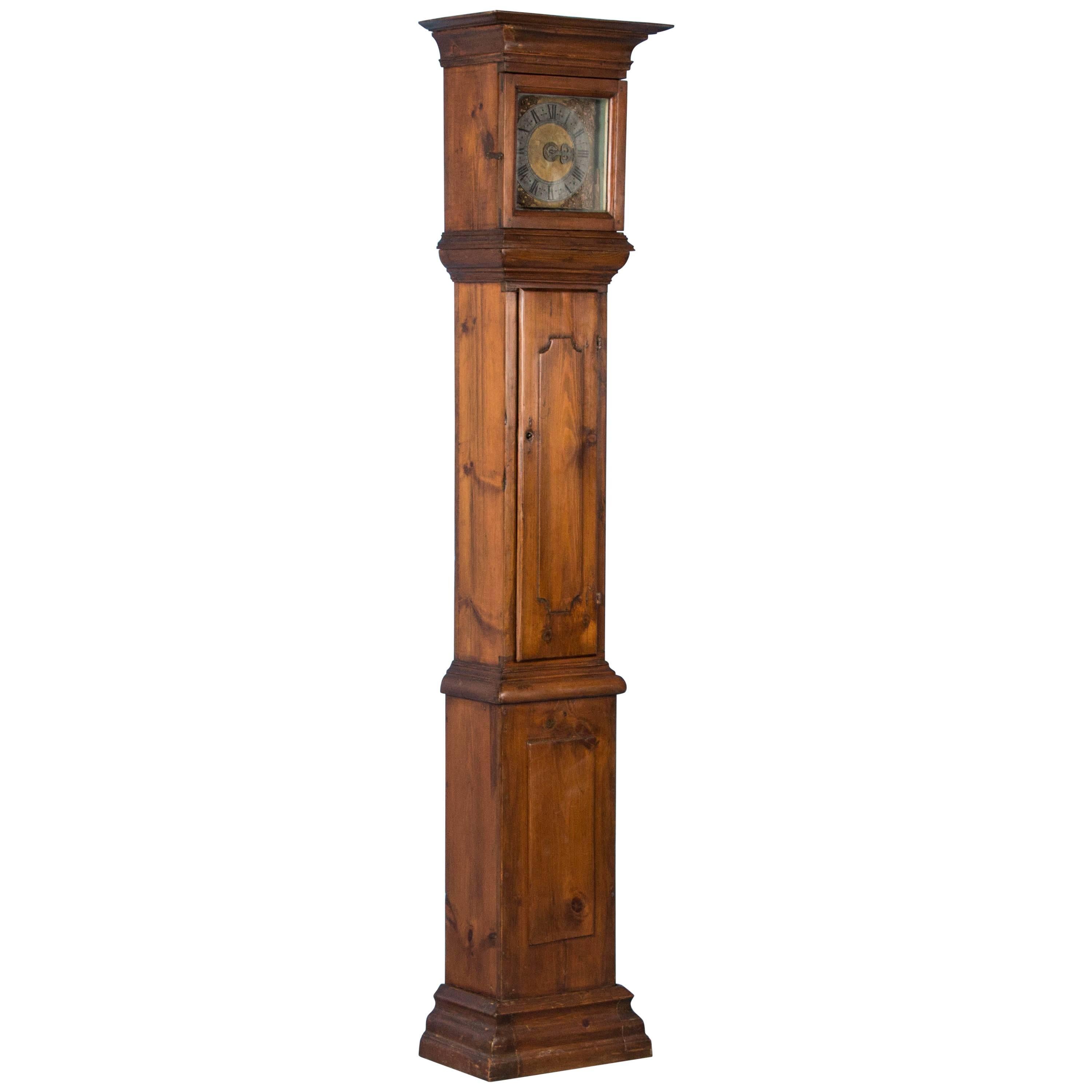 Antique Early 19th Century Pine Grandfather Clock from Sweden