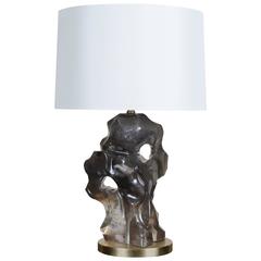 Ruyi Lamp in Smoke Crystal with Brass Base by Robert Kuo, Limited Edition 3