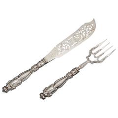 Victorian English Sterling Silver Fish Serving Set by Atkin Brothers