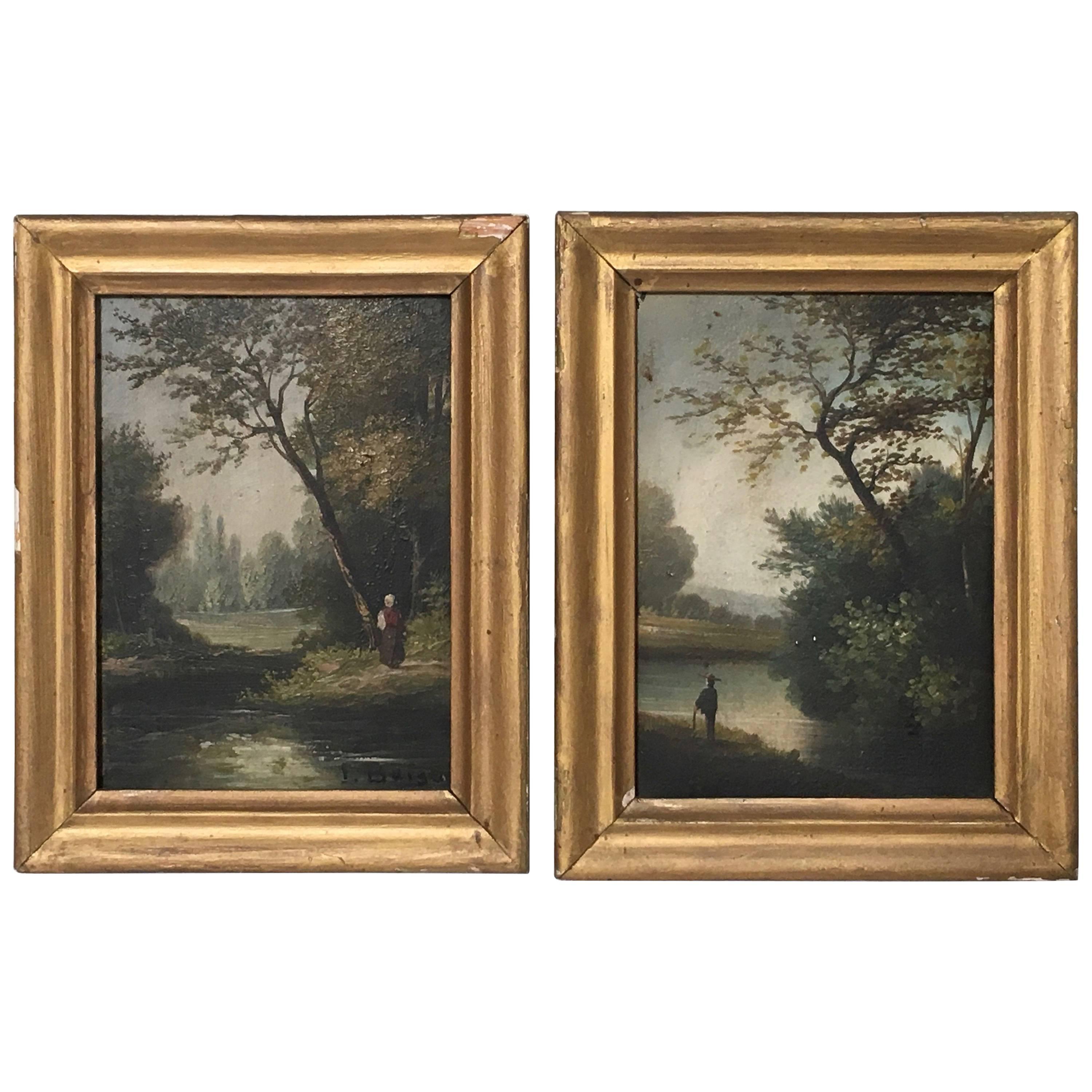 19th Century Petite French Landscape Paintings