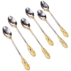 Gorham "Golden Crown Baroque" Sterling Iced Tea Spoons