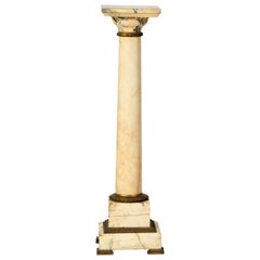 19th Century Column Pedestal in Carrara Marble