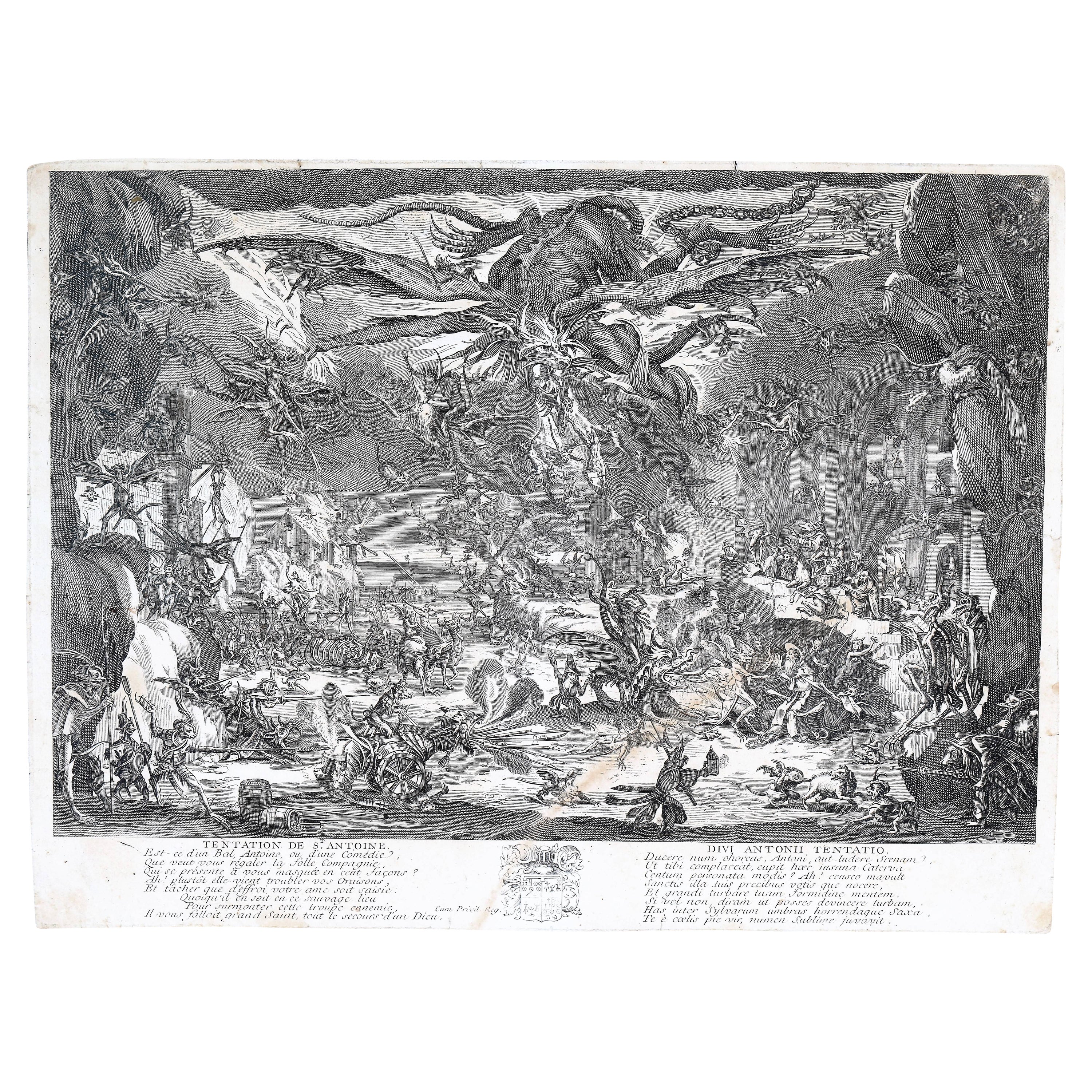 ""La tentation de Saint Antoine"" Kupferstich 17. Jahrhundert - d''après Jacques Callot im Angebot