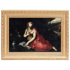 Marie-Madeleine Penitente Oil on Canvas 17th Century, French School