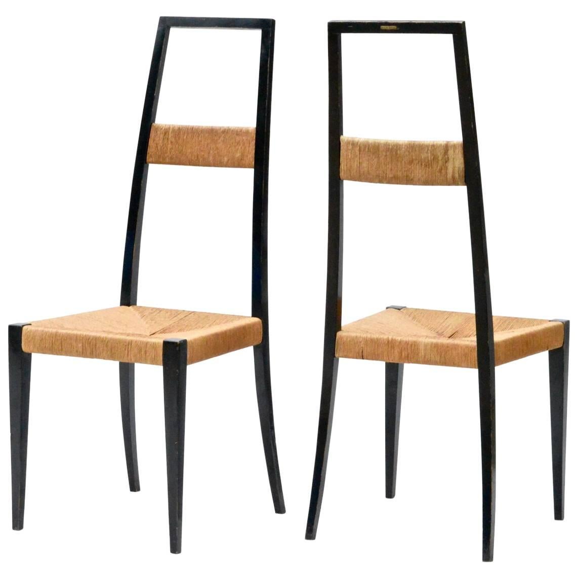 Italian Designed High Back Chairs in the Manner of Gio Ponti