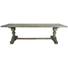 Italian Painted Trestle Style Dining Table