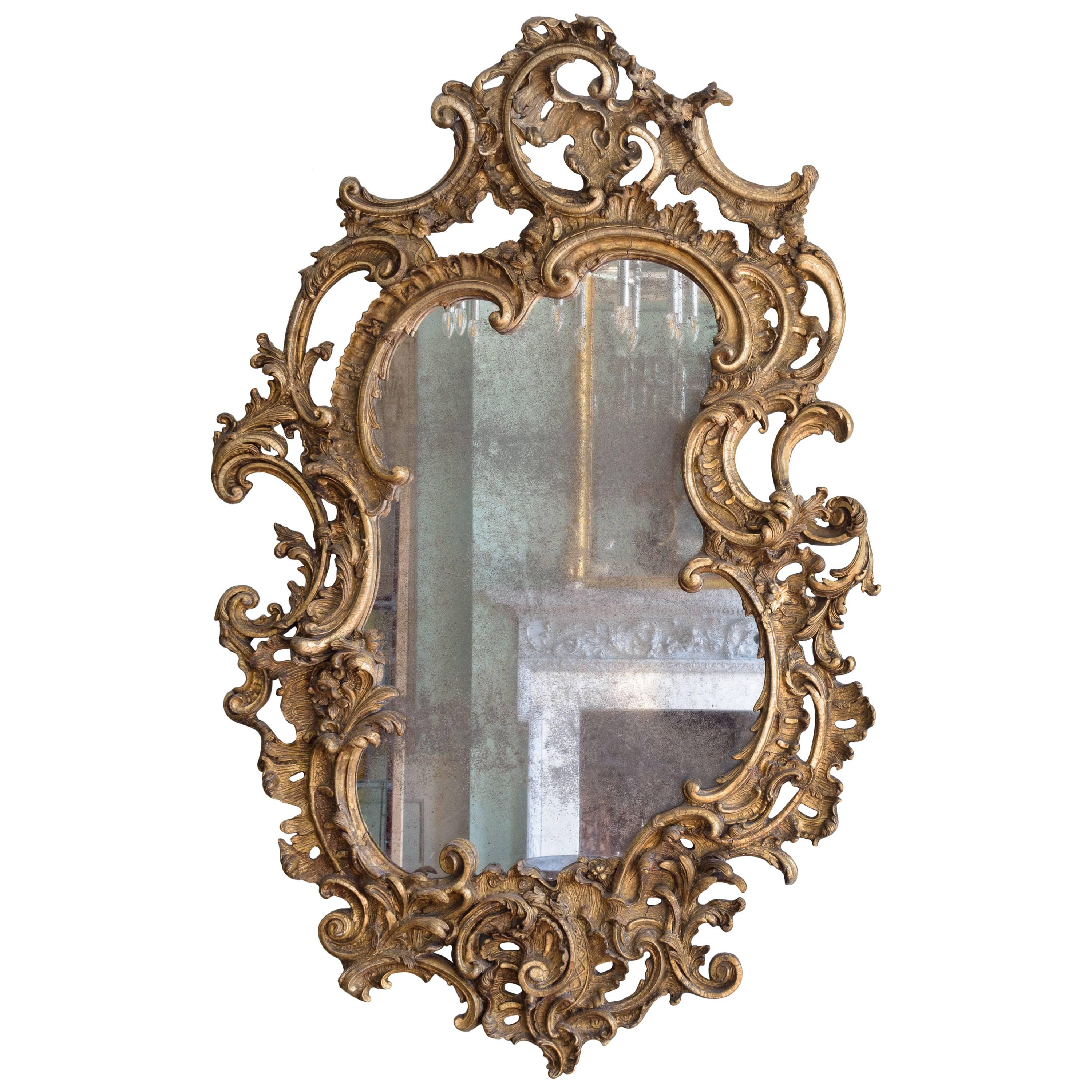 Large Nineteenth Century English Rococo Revival Wall Mirror