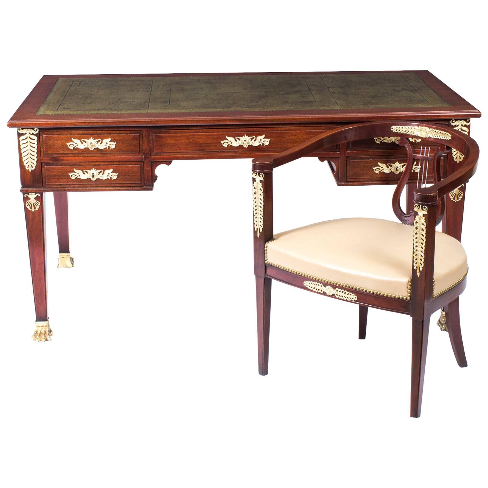 19th Century French Empire Ormolu Mounted Desk and Chair