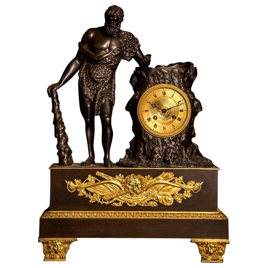 Large French Empire Ormolu Hercules and the Apple of Hesperides Clock circa 1820