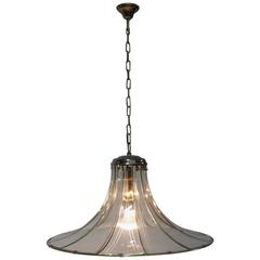 1970s Chandelier in Glass and Brass Directional Low Light