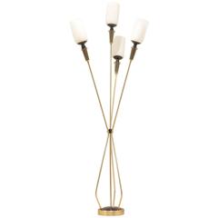 Mid-Century French Design, Maison Arlus Four Stems Black and Brass Floor Lamp 10