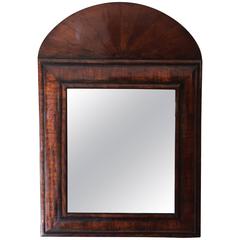 Queen Anne Walnut Cushion Mirror with Curved Pediment