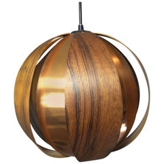 Rosewood and Copper Ball Pendant by Verner Schou, for Coronell  Elecktro, Danish