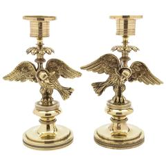 Antique 19th Century Matched Pair of French Brass Candlesticks