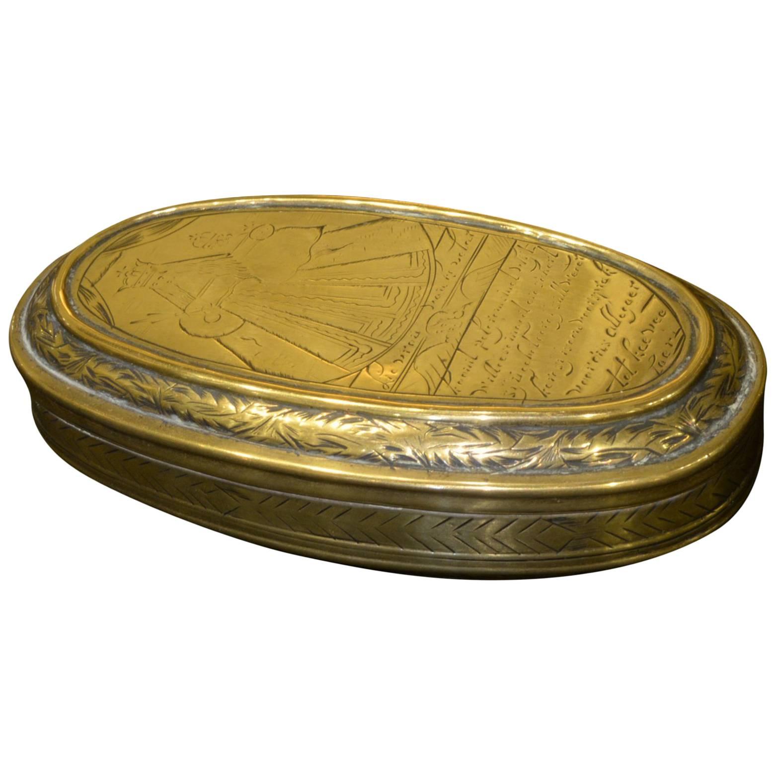 18th Century, Dutch Brass Tobacco Box