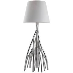 Contemporary design floor lamp in stainless steel and linen 5