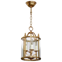 Signed Gilt Brass and Glass Lantern by Gaetano Sciolari Italian Empire Style