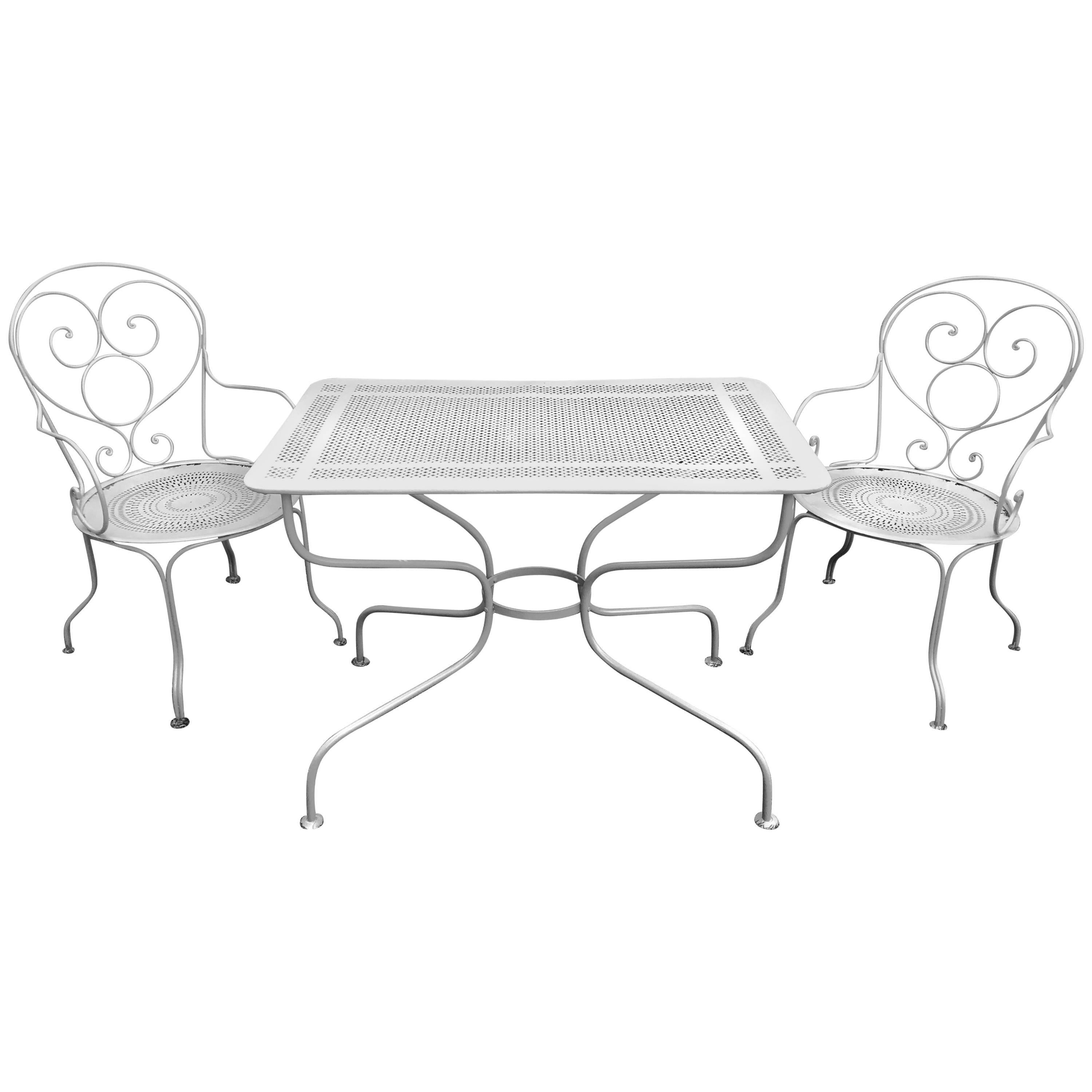 Charming French Wrought Iron Three-Piece Bistro Set