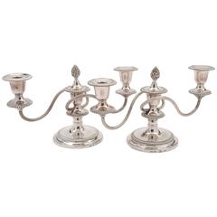 20th Century Pair of Silver Plated Barker Ellis Candelabras