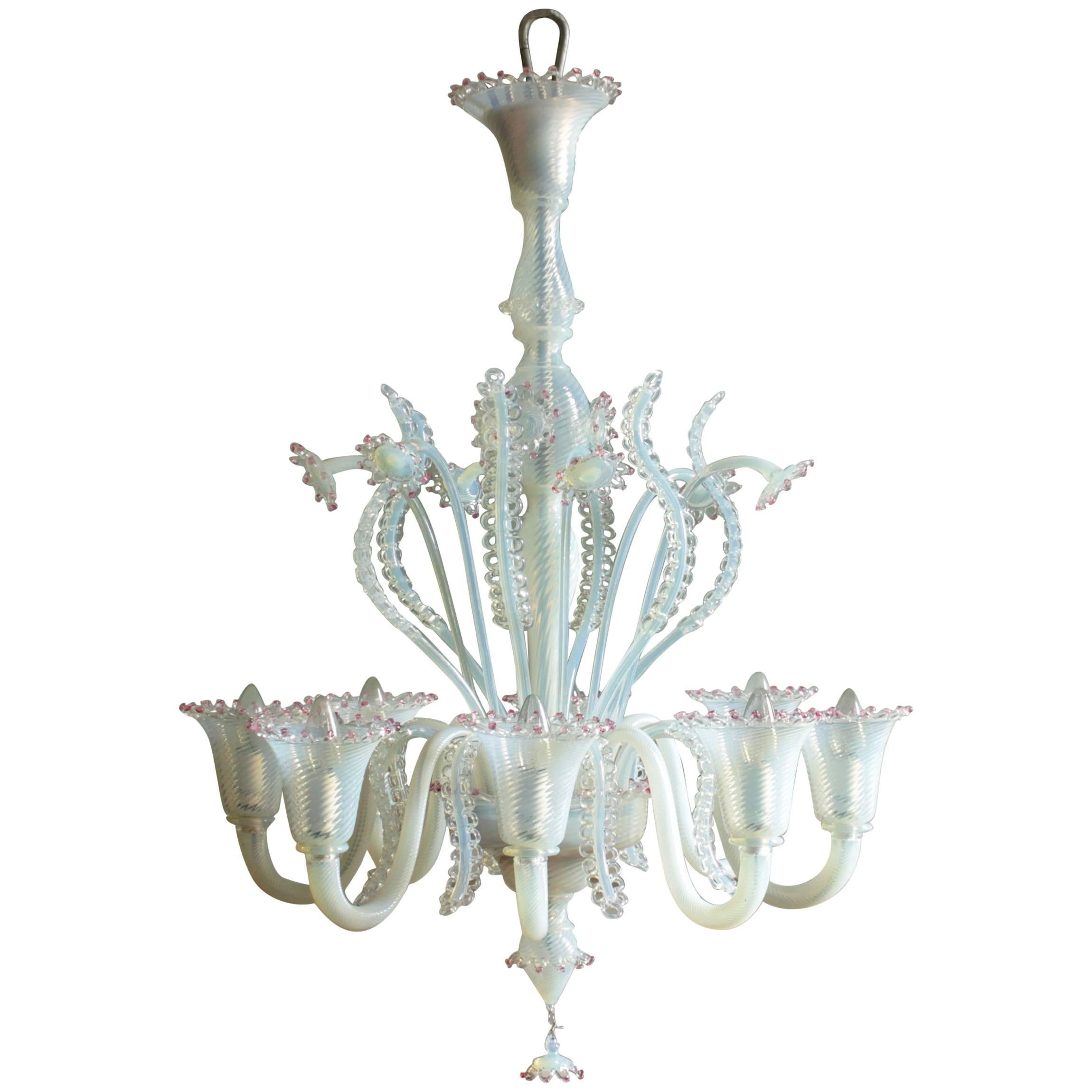 Italian Eight-Branch Glass Chandelier