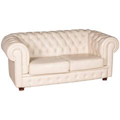 20th Century, Original English Chesterfield Sofa with Genuine Leather