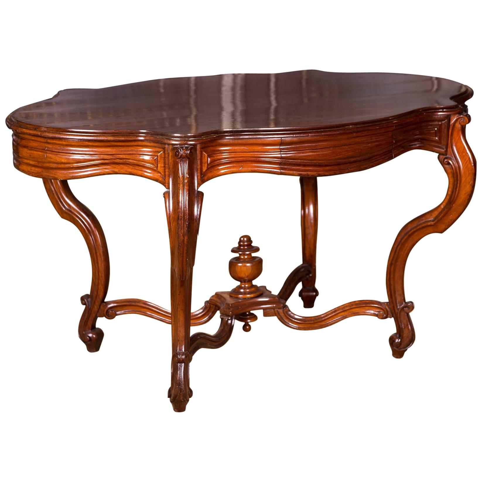 19th Century, Original Late Biedermeier Table Mahogany Veneer,  circa 1860 