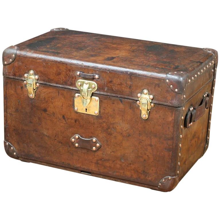 1910s Louis Vuitton Leather Trunk with Crown at 1stDibs