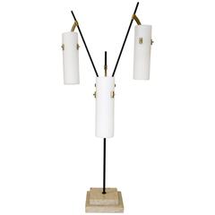 Three-Arm Table Lamp with Opaline Shades