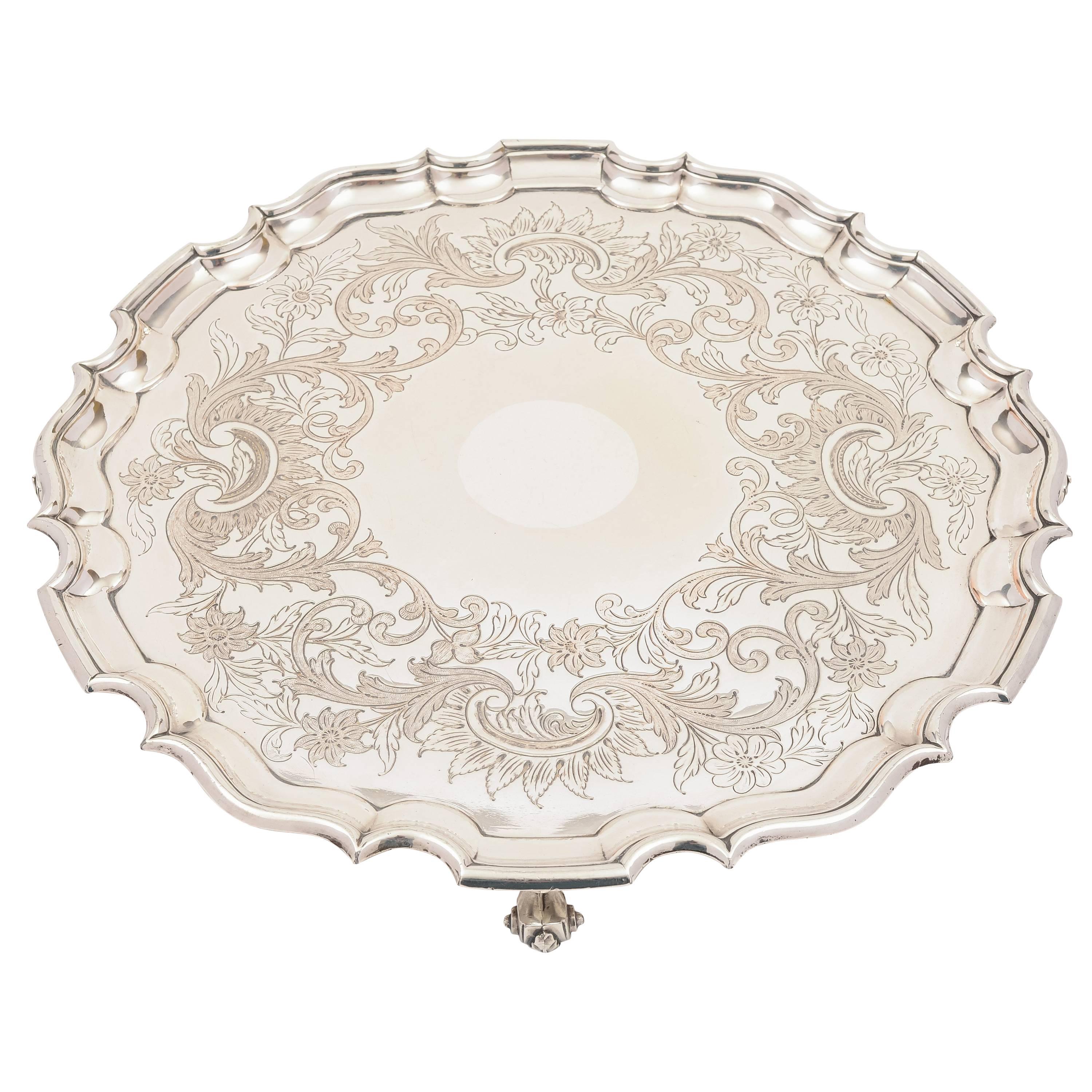 Large 19th Century Sheffield Plated Salver For Sale