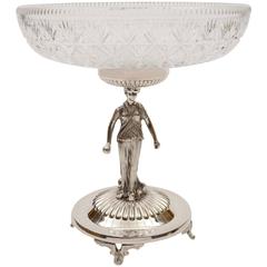 19th Century Victorian Cut Glass and Silver Plated Centrepiece