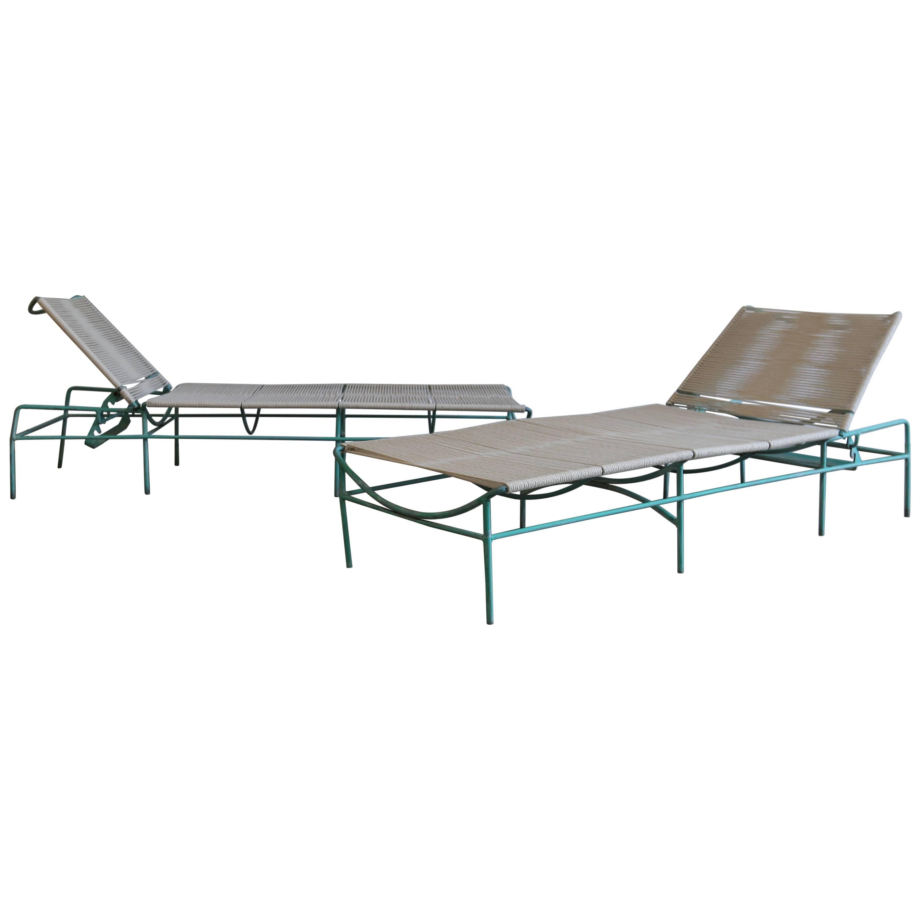 Solid Aluminum and Rope Outdoor Adjustable Chaise Longues