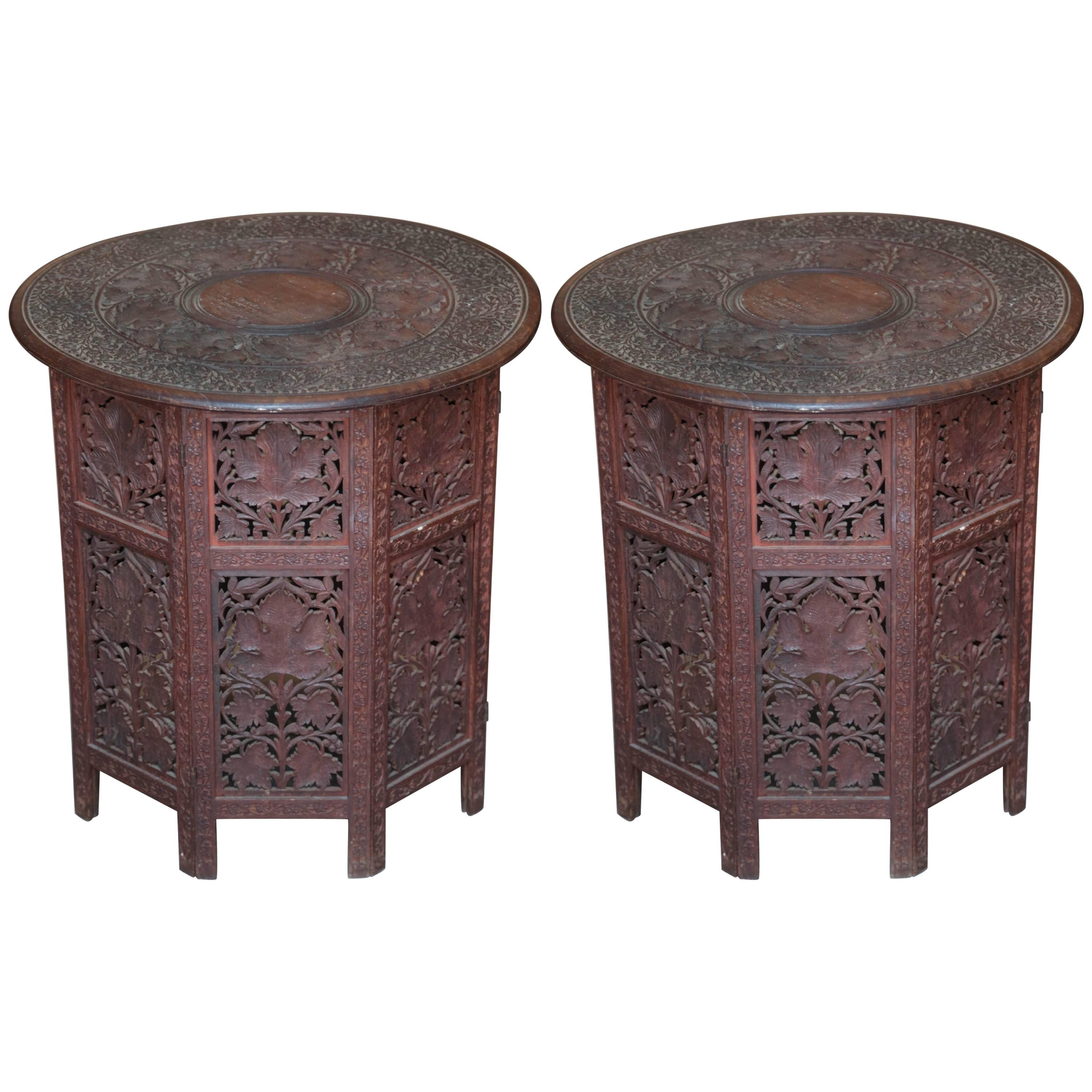 Superb Pair of Large Scale 19th Century Anglo-Indian Travel Tables