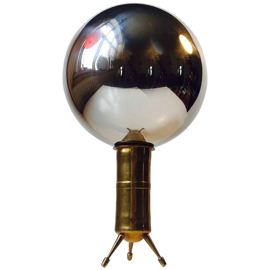 Unusual Mirror Sphere on Tripod Brass Stand, Reflects the Entire Room