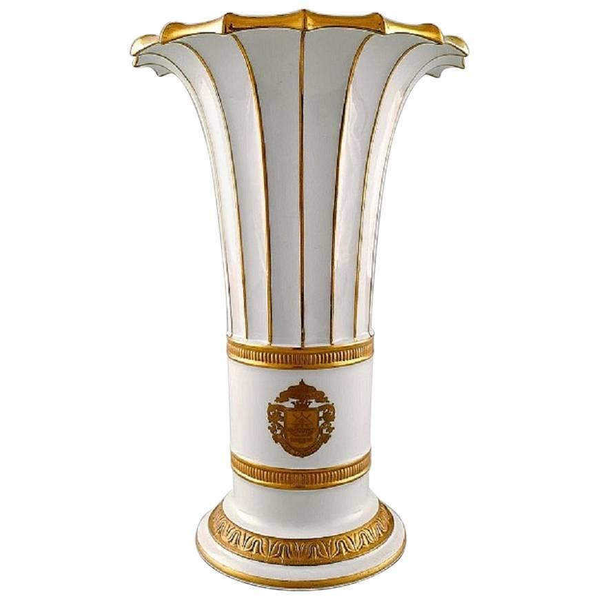 Royal Copenhagen Vase with Gold Decoration, Trumpet-Shaped