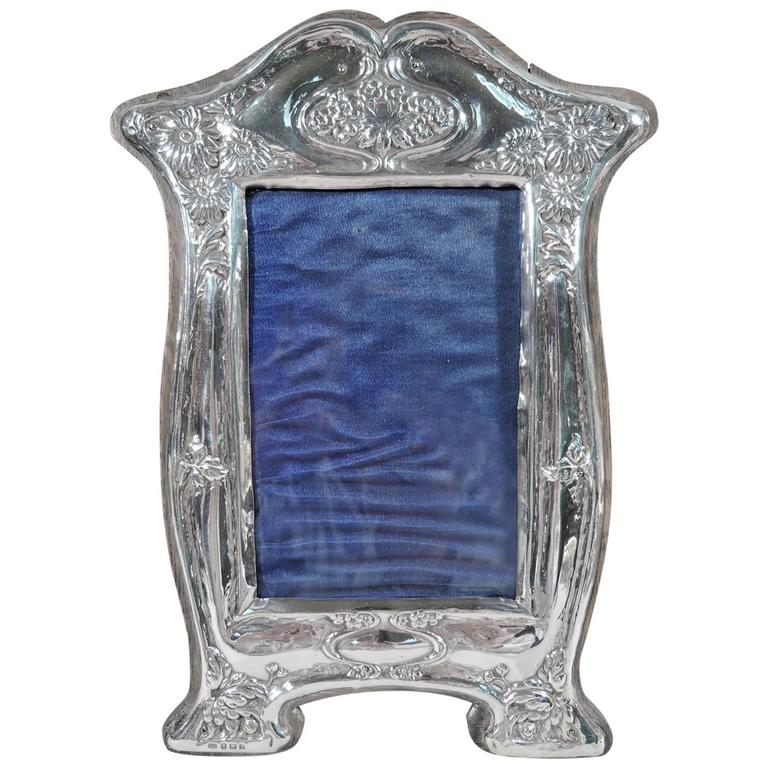 English Art Nouveau Sterling Silver Picture Frame For Sale at 1stdibs
