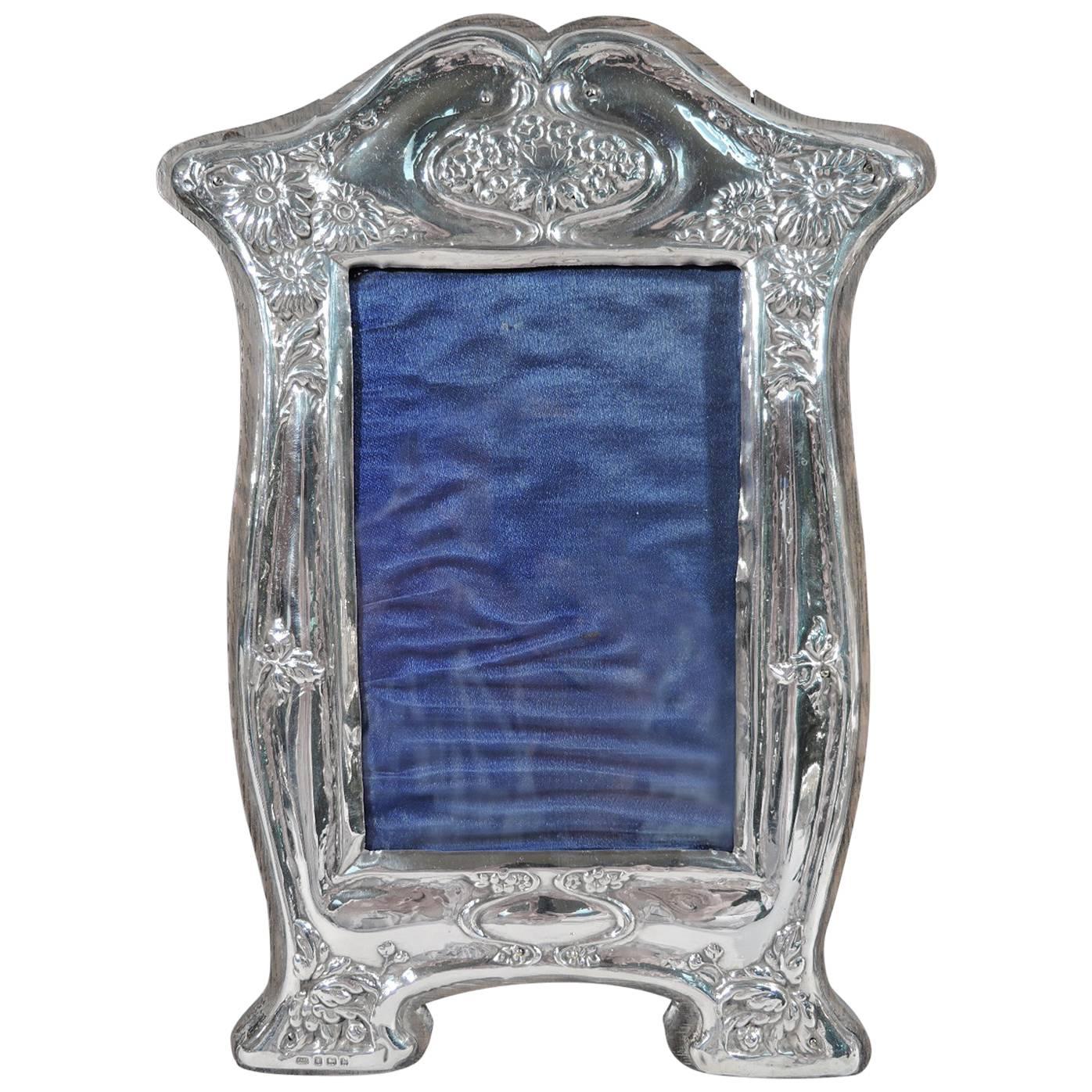 English Art Nouveau Sterling Silver Picture Frame