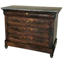 19th Century French Mahogany Louis Philippe Marble-Top Commode