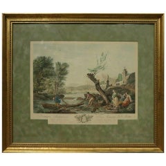 Antique French ''Domino Francisco'' Grabado coloreado a mano por C. Vernet, circa 1870