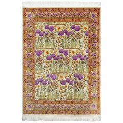 Silk Floral Vintage Tabriz Persian Rug