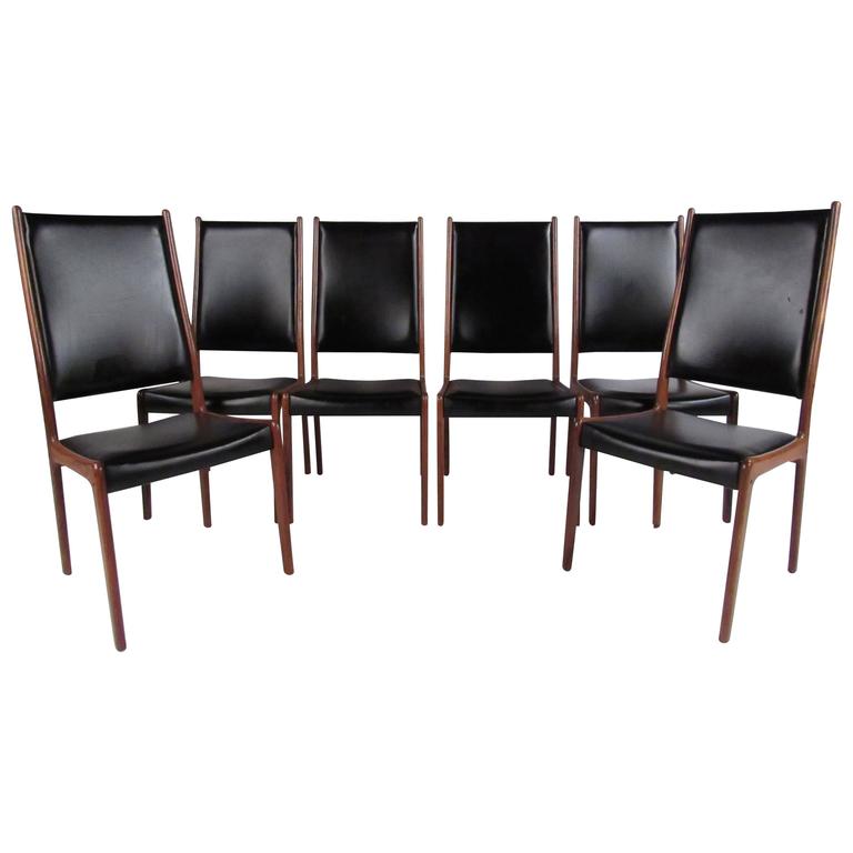 Danish Modern Rosewood High Back Dining Chairs By Johannes Andersen Danish Modern Rosewood High Back Dining Chairs By Johannes Andersen For