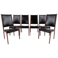 Danish Modern Rosewood High Back Dining Chairs by Johannes Andersen