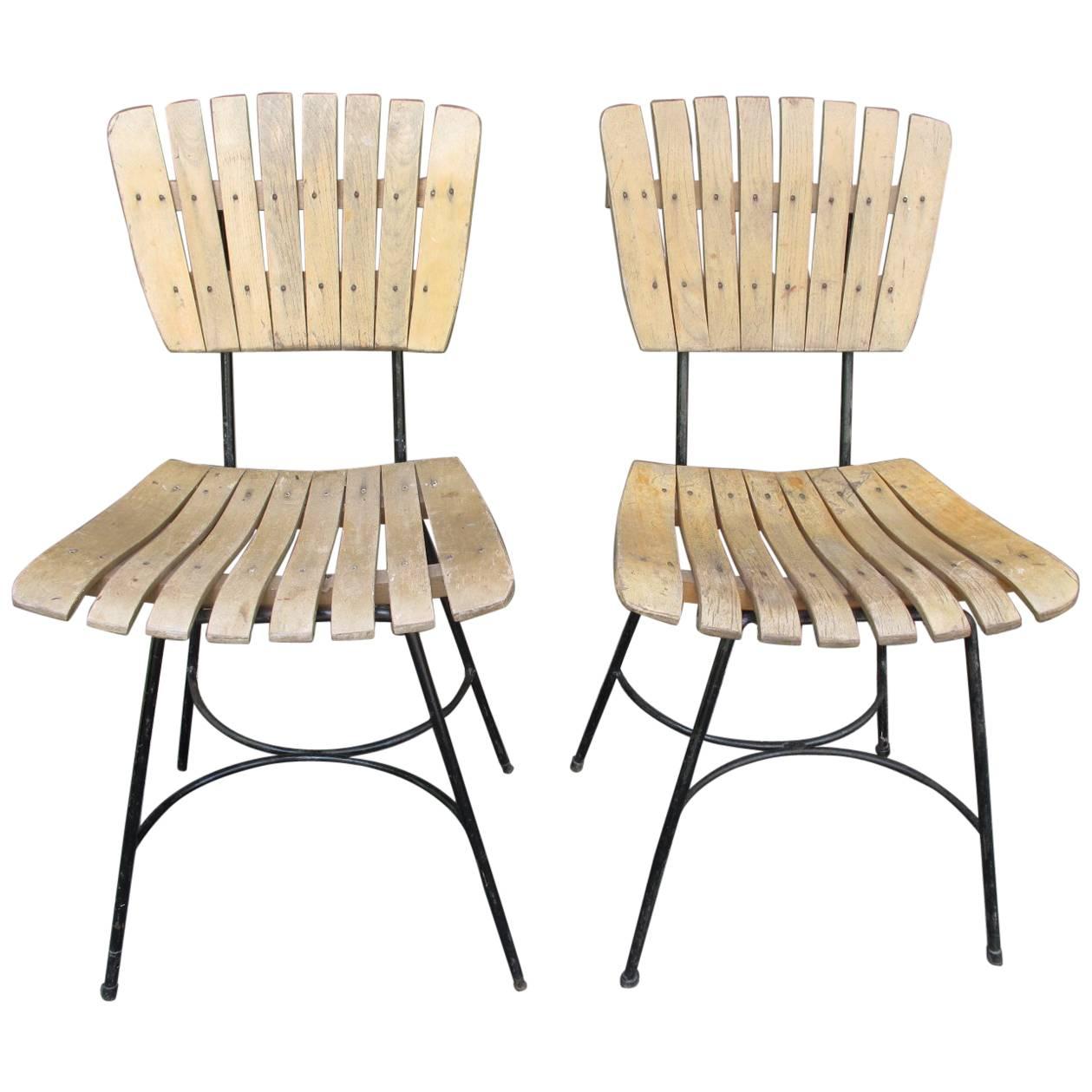 Pair of Slat Chairs in the Style of Arthur Umanoff
