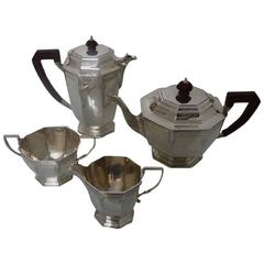 Art Deco Sterling Silver George VI Four Piece Tea and Coffee Set Mappin & Webb