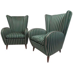 Paolo Buffa Style Wing Back Lounge Chairs